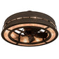 Meyda Lighting Golden Forge 44" 8-Light Dark Roast Chandelier With Silver Mica Shade Glass and Fan