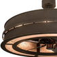 Meyda Lighting Golden Forge 44" 8-Light Dark Roast Chandelier With Silver Mica Shade Glass and Fan