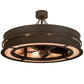 Meyda Lighting Golden Forge 44" 8-Light Dark Roast Chandelier With Silver Mica Shade Glass and Fan
