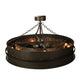 Meyda Lighting Golden Forge 44" 8-Light Dark Roast/Antique Copper Chandelier With Amber Mica Shade Glass and Black Fan