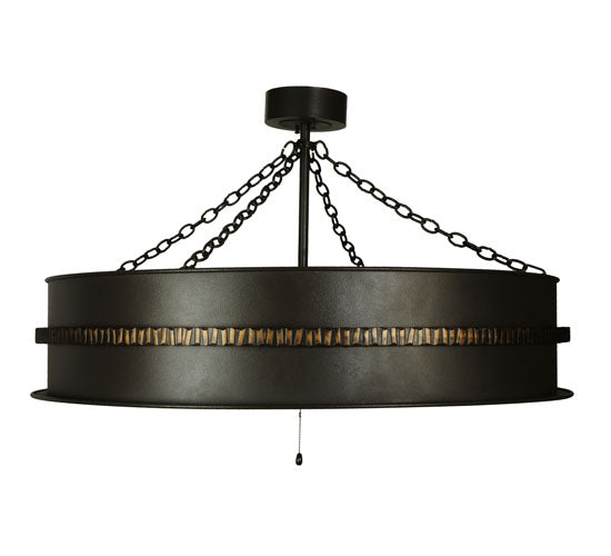 Meyda Lighting Golden Forge 44" 8-Light Dark Roast/Antique Copper Chandelier With Amber Mica Shade Glass and Black Fan