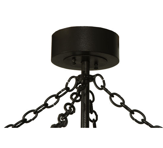 Meyda Lighting Golden Forge 44" 8-Light Dark Roast/Antique Copper Chandelier With Amber Mica Shade Glass and Black Fan