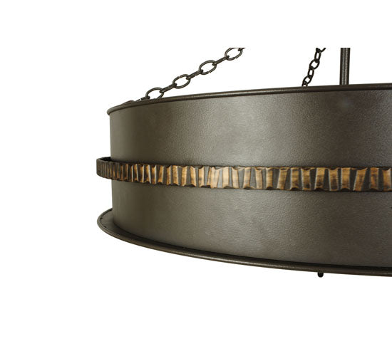 Meyda Lighting Golden Forge 44" 8-Light Dark Roast/Antique Copper Chandelier With Amber Mica Shade Glass and Black Fan