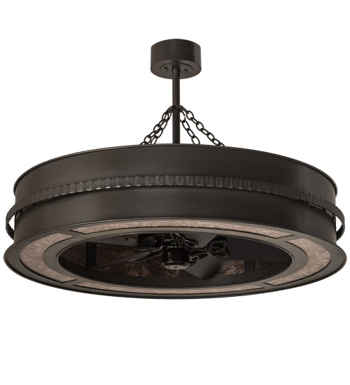 Meyda Lighting Golden Forge 44" 8-Light Timeless Bronze Chandelier With Silver Mica Shade Glass and Fan