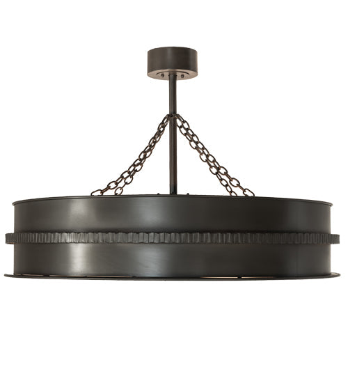 Meyda Lighting Golden Forge 44" 8-Light Timeless Bronze Chandelier With Silver Mica Shade Glass and Fan
