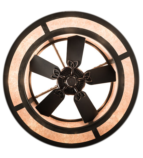 Meyda Lighting Golden Forge 44" 8-Light Timeless Bronze Chandelier With Silver Mica Shade Glass and Fan