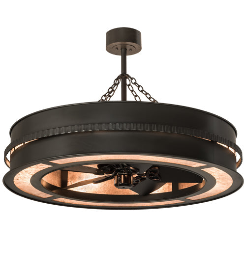Meyda Lighting Golden Forge 44" 8-Light Timeless Bronze Chandelier With Silver Mica Shade Glass and Fan