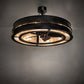 Meyda Lighting Golden Forge 45" 8-Light Black Satin Wrought Iron Chandelier With Silver Mica Shade Glass and Fan