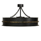 Meyda Lighting Golden Forge 45" 8-Light Black Satin Wrought Iron Chandelier With Silver Mica Shade Glass and Fan
