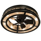 Meyda Lighting Golden Forge 45" 8-Light Black Satin Wrought Iron Chandelier With Silver Mica Shade Glass and Fan