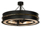 Meyda Lighting Golden Forge 45" 8-Light Black Satin Wrought Iron Chandelier With Silver Mica Shade Glass and Fan