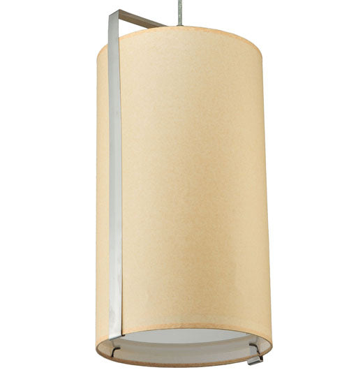 Meyda Lighting Golden Living 10" 2-Light Stainless Steel Pendant Light With Beige & White Shade