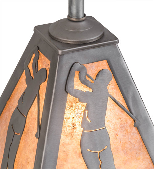 Meyda Lighting Golf 11" Industrial Steel Pendant Light With Silver Mica Shade Glass
