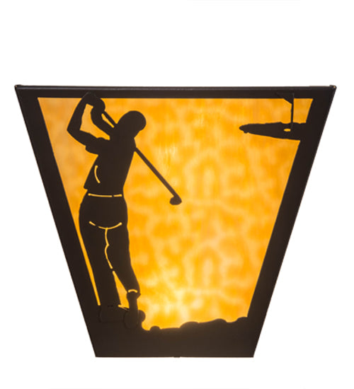 Meyda Lighting Golf 13" 2-Light Timeless Bronze Wall Sconce With Beige Art Shade Glass