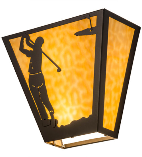 Meyda Lighting Golf 13" 2-Light Timeless Bronze Wall Sconce With Beige Art Shade Glass