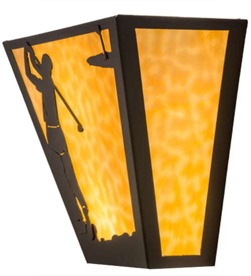 Meyda Lighting Golf 13" 2-Light Timeless Bronze Wall Sconce With Beige Art Shade Glass