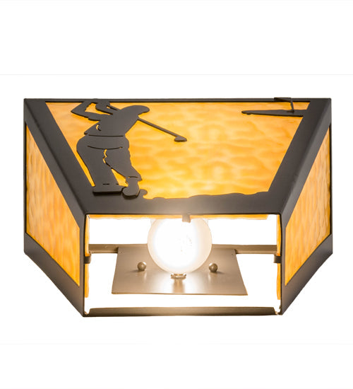 Meyda Lighting Golf 13" 2-Light Timeless Bronze Wall Sconce With Beige Art Shade Glass