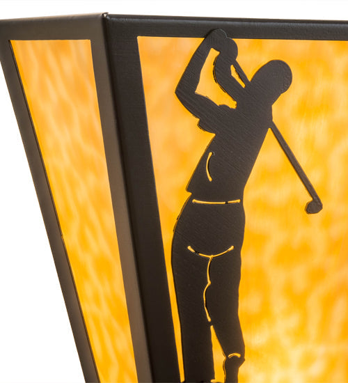 Meyda Lighting Golf 13" 2-Light Timeless Bronze Wall Sconce With Beige Art Shade Glass