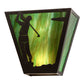 Meyda Lighting Golf 13" 2-Light Timeless Bronze Wall Sconce With Forest Green Art Shade Glass