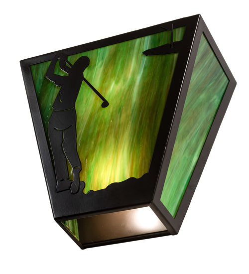 Meyda Lighting Golf 13" 2-Light Timeless Bronze Wall Sconce With Forest Green Art Shade Glass