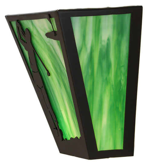 Meyda Lighting Golf 13" 2-Light Timeless Bronze Wall Sconce With Forest Green Art Shade Glass