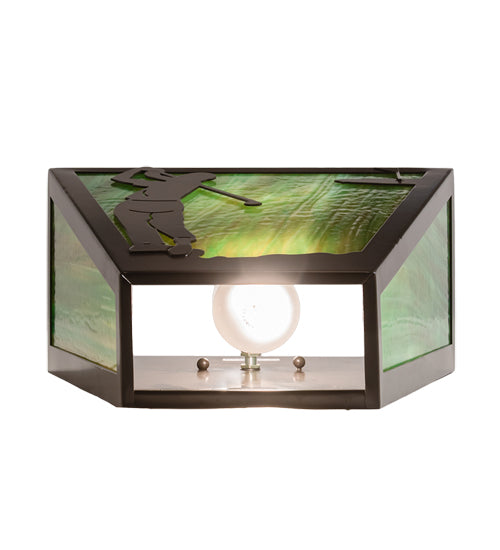 Meyda Lighting Golf 13" 2-Light Timeless Bronze Wall Sconce With Forest Green Art Shade Glass