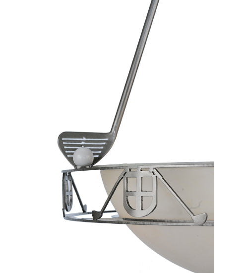 Meyda Lighting Golf 20" 4-Light Nickel Inverted Pendant Light With Creme Carrare Acrylic Shade Glass
