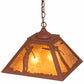 Meyda Lighting Golf 22" 2-Light Rust Pendant Light With Amber Mica Shade Glass
