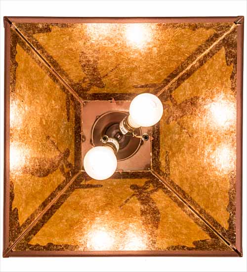 Meyda Lighting Golf 22" 2-Light Rust Pendant Light With Amber Mica Shade Glass