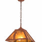 Meyda Lighting Golf 22" 2-Light Rust Pendant Light With Amber Mica Shade Glass