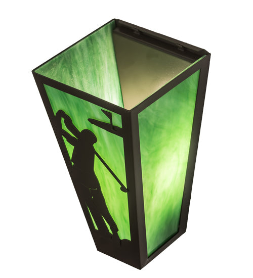 Meyda Lighting Golf 6" Timeless Bronze Wall Sconce With Green Art Shade Glass