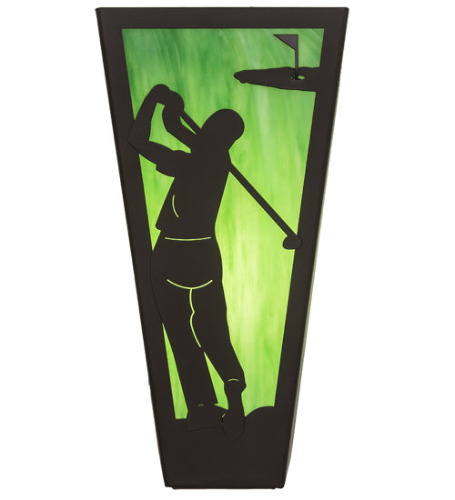Meyda Lighting Golf 6" Timeless Bronze Wall Sconce With Green Art Shade Glass