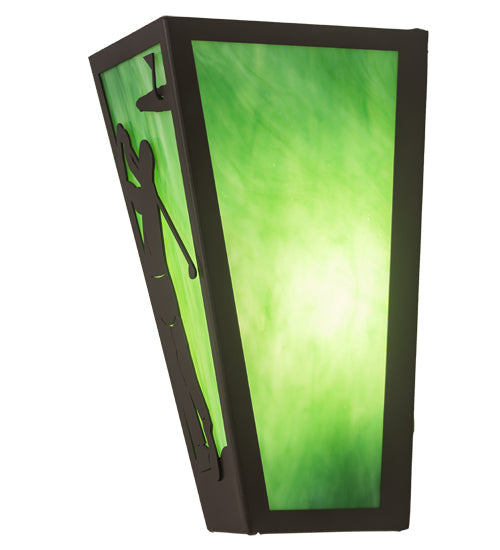 Meyda Lighting Golf 6" Timeless Bronze Wall Sconce With Green Art Shade Glass