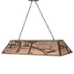 Meyda Lighting Golf 60" 9-Light Antique Copper Island Pendant Light With Silver Mica Shade Glass