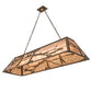 Meyda Lighting Golf 60" 9-Light Antique Copper Island Pendant Light With Silver Mica Shade Glass