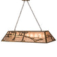 Meyda Lighting Golf 60" 9-Light Antique Copper Island Pendant Light With Silver Mica Shade Glass