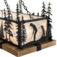 Meyda Lighting Golf 72" 4-Light Blackwash & Faux Walnut Wood Island Pendant Light With Silver Mica Shade Glass