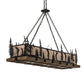 Meyda Lighting Golf 72" 4-Light Blackwash & Faux Walnut Wood Island Pendant Light With Silver Mica Shade Glass