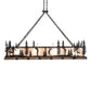 Meyda Lighting Golf 72" 4-Light Blackwash & Faux Walnut Wood Island Pendant Light With Silver Mica Shade Glass