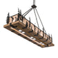 Meyda Lighting Golf 72" 4-Light Blackwash & Faux Walnut Wood Island Pendant Light With Silver Mica Shade Glass
