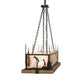 Meyda Lighting Golf 72" 4-Light Blackwash & Faux Walnut Wood Island Pendant Light With Silver Mica Shade Glass