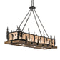 Meyda Lighting Golf 72" 4-Light Blackwash & Faux Walnut Wood Island Pendant Light With Silver Mica Shade Glass