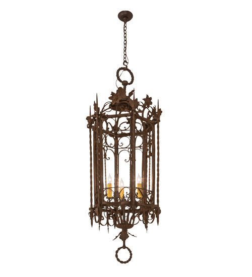 Meyda Lighting Gordes 28" 3-Light Gilded Tobacco Chandelier With Ivory Faux Candlelight