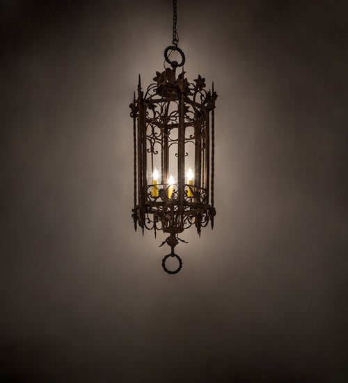 Meyda Lighting Gordes 28" 3-Light Gilded Tobacco Chandelier With Ivory Faux Candlelight