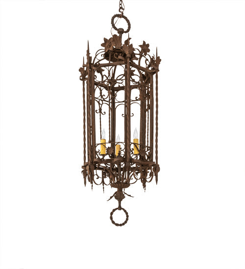 Meyda Lighting Gordes 28" 3-Light Gilded Tobacco Chandelier With Ivory Faux Candlelight
