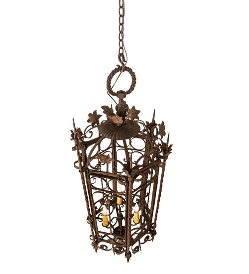 Meyda Lighting Gordes 28" 3-Light Gilded Tobacco Chandelier With Ivory Faux Candlelight
