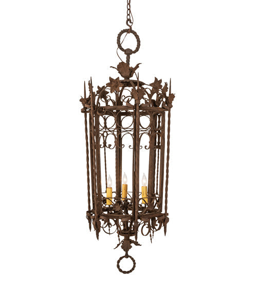 Meyda Lighting Gordes 28" 3-Light Gilded Tobacco Chandelier With Ivory Faux Candlelight