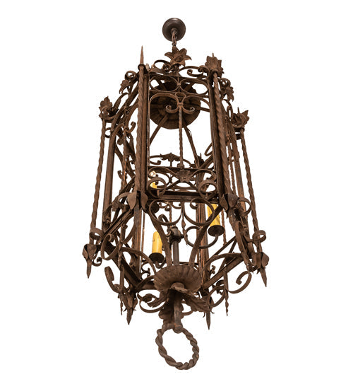Meyda Lighting Gordes 28" 3-Light Gilded Tobacco Chandelier With Ivory Faux Candlelight