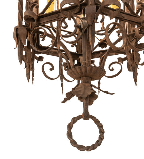 Meyda Lighting Gordes 28" 3-Light Gilded Tobacco Chandelier With Ivory Faux Candlelight