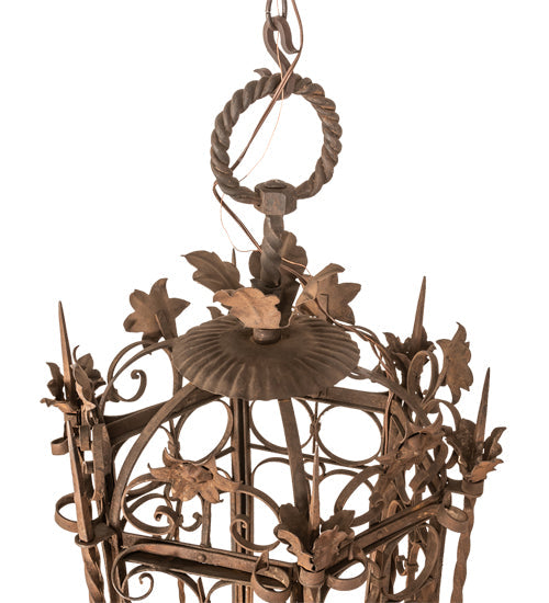 Meyda Lighting Gordes 28" 3-Light Gilded Tobacco Chandelier With Ivory Faux Candlelight